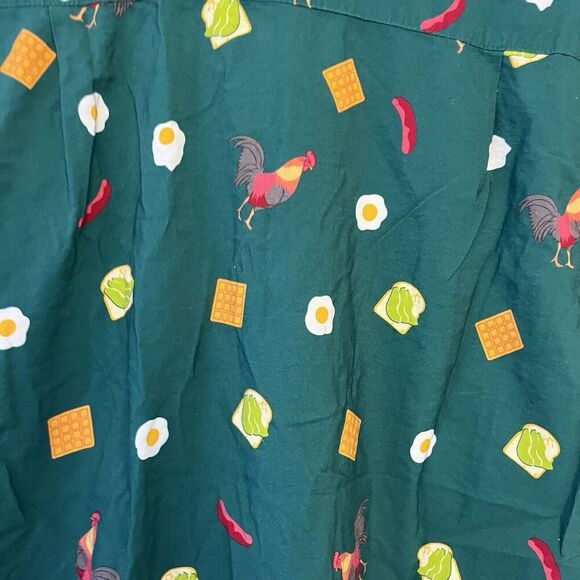 Tipsy Elves Green Button Shirt Chicken Waffles Eggs Sausage Medium Men’s Novelty - Picture 9 of 10